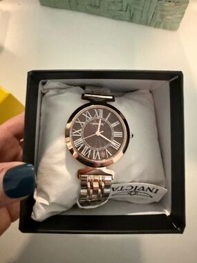 Invicta Two-Tone Black Dial Women's Watch - Rose Gold & Silver